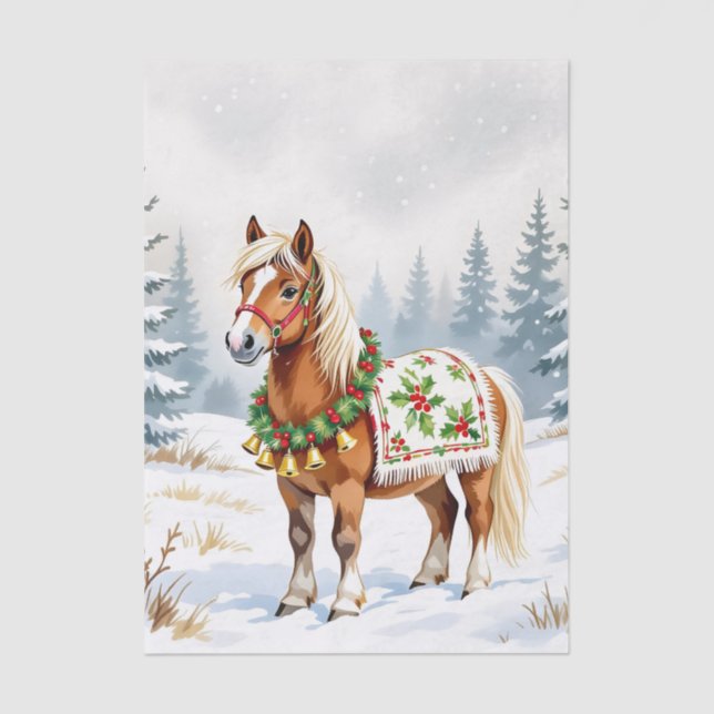 Shetland Pony und Holly Christmas Seidenpapier (Vorderseite)