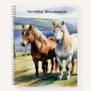 Shetland Ponys Landschaft Equine Benutzerdefiniert Notizbuch