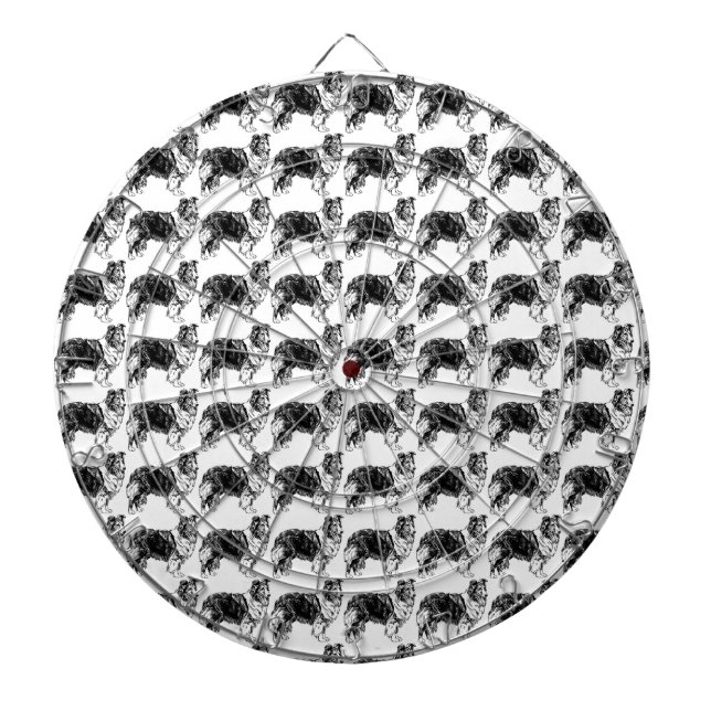 Shetland-Schäferhund-Zeichnung Dartscheibe (vorne)