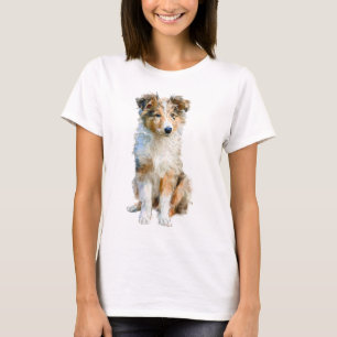 Shetland Sheepdog Aquarell Welpen Frauen T-Shirt