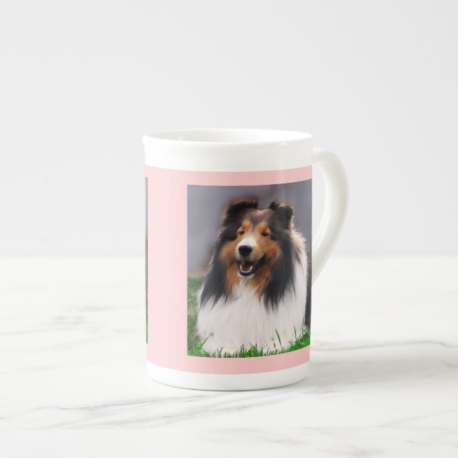 Shetland Sheepdog Art Prozellantasse (Vorderseite Rechts)