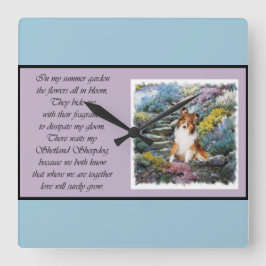 Shetland Sheepdog Art Quadratische Wanduhr