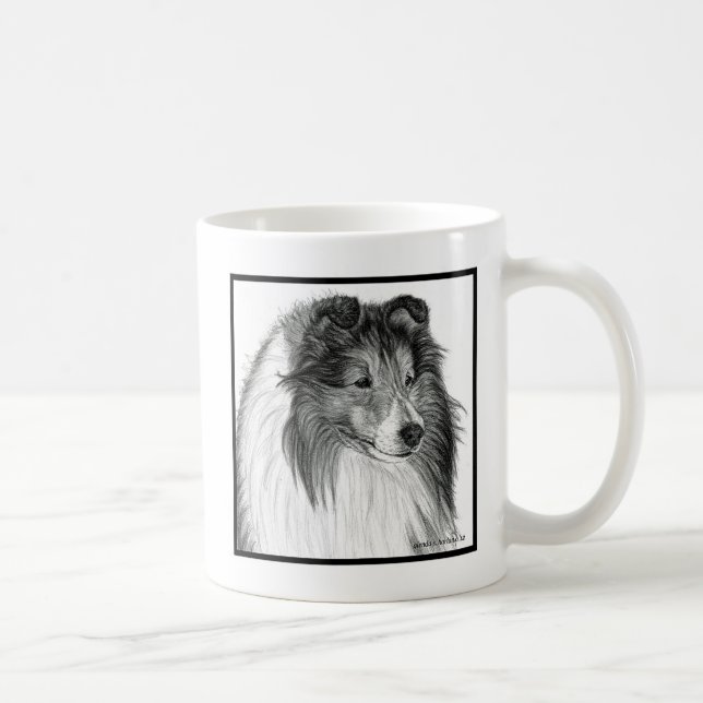 Shetland Sheepdog Art von Glenda S. Harlan Kaffeetasse (Rechts)