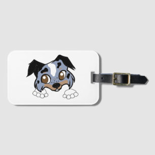 Shetland Sheepdog Blue Merle Tri Guckende Cartoon Gepäckanhänger