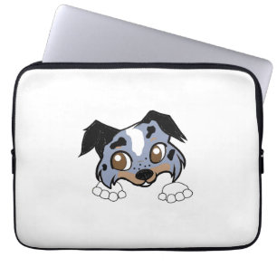 Shetland Sheepdog Blue Merle Tri Spähender Cartoon Laptopschutzhülle