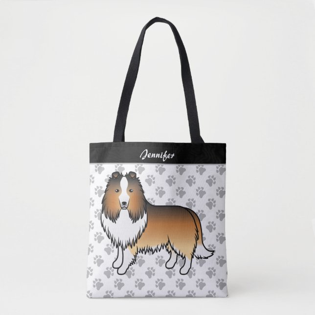 Shetland Sheepdog Cartoon Dog & Name (Vorderseite)