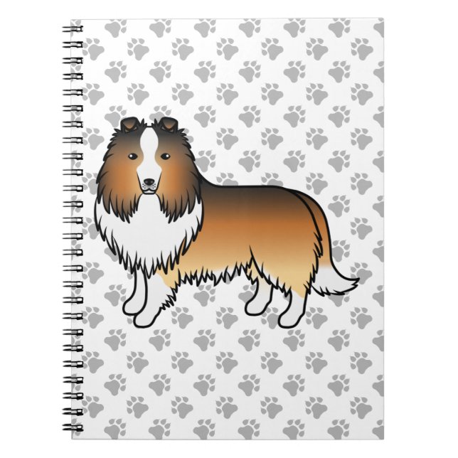Shetland Sheepdog-Cartoon Dog & Paws Notizblock (Vorderseite)