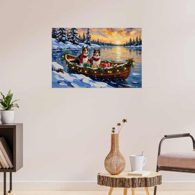 Shetland Sheepdog Christmas Boat Holiday Poster (Wohnzimmer 3)