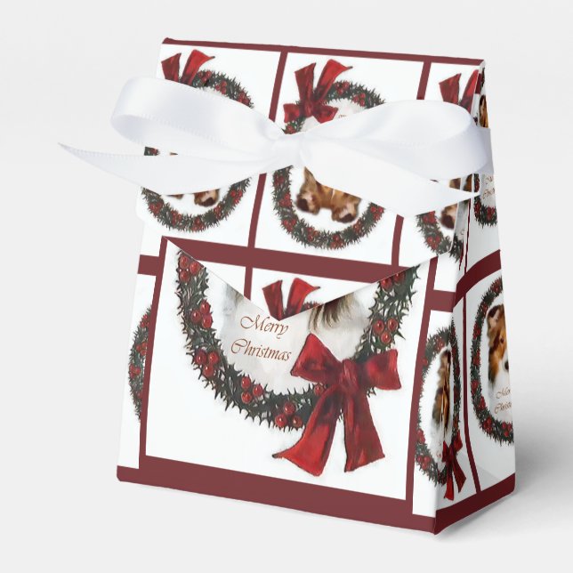 Shetland Sheepdog Christmas Sheltie Wreath Geschenkschachtel (Vorderseite)