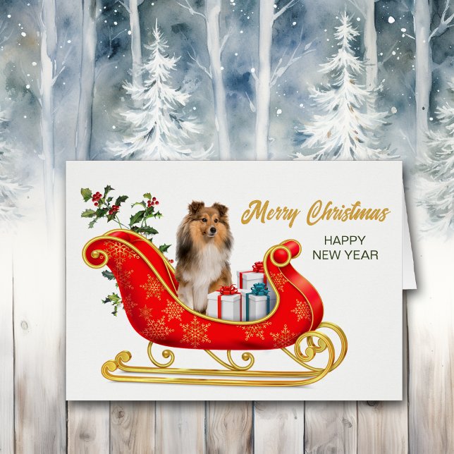 Shetland Sheepdog Christmas Sleigh Card (Von Creator hochgeladen)