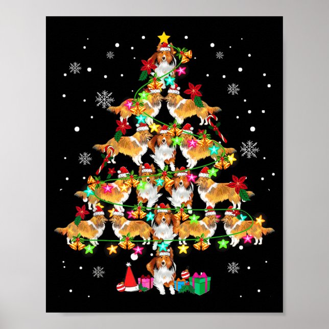 Shetland Sheepdog Christmas Tree Funny Sheltie Chr Poster (Vorne)