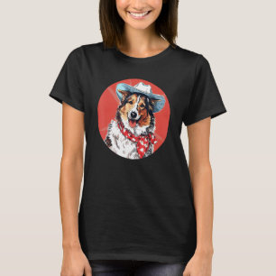 Shetland Sheepdog Cowboy Lustiger Hund Wilder West T-Shirt
