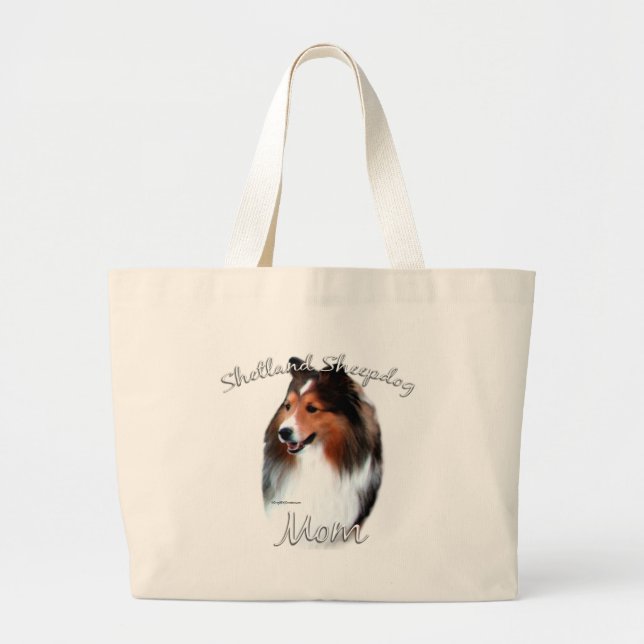 Shetland Sheepdog (Einmal) Mama 2 Jumbo Stoffbeutel (Vorne)