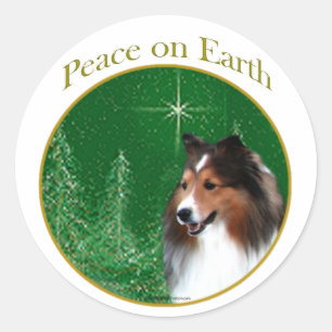 Shetland Sheepdog (Einmal) Peace Runder Aufkleber