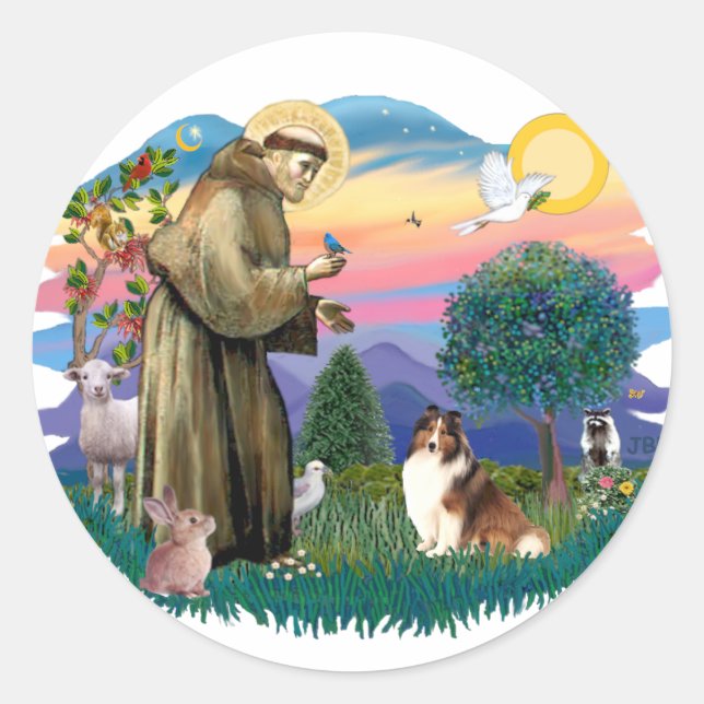 Shetland Sheepdog (Einmal und Weiß) Runder Aufkleber (Vorderseite)