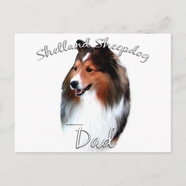 Shetland Sheepdog (Einmal) Vater 2 Postkarte (Vorderseite)