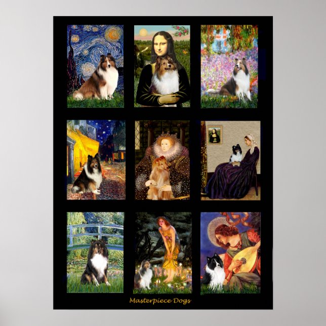 Shetland Sheepdog Famous Art Composite Poster (Vorne)