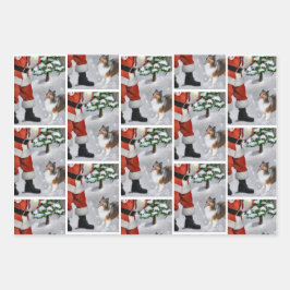 Shetland Sheepdog glaubt Weihnachten Geschenkpapier Set