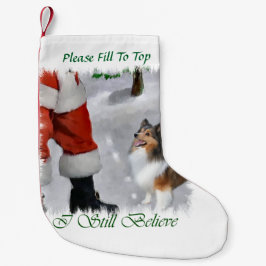 Shetland Sheepdog glaubt Weihnachten Kleiner Weihnachtsstrumpf