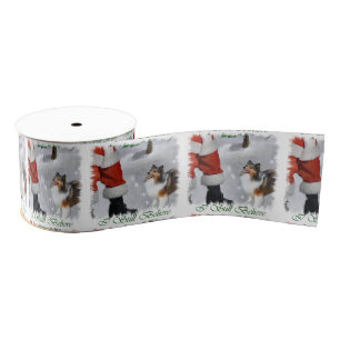 Shetland Sheepdog glaubt Weihnachten Ripsband