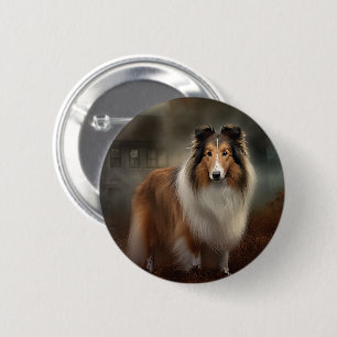Shetland Sheepdog Halloween Beängstigend Button