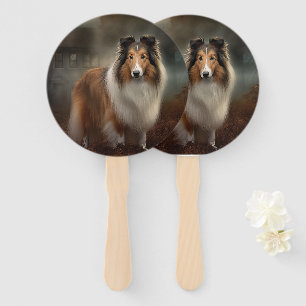 Shetland Sheepdog Halloween Beängstigend Fächer