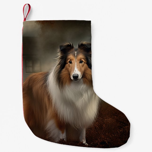 Shetland Sheepdog Halloween Beängstigend Kleiner Weihnachtsstrumpf (Vorderseite)