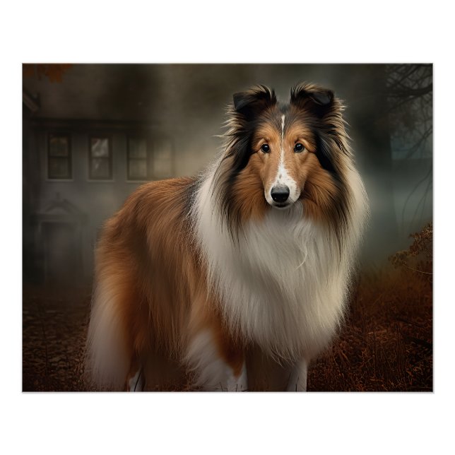 Shetland Sheepdog Halloween Beängstigend Poster (Vorderseite)