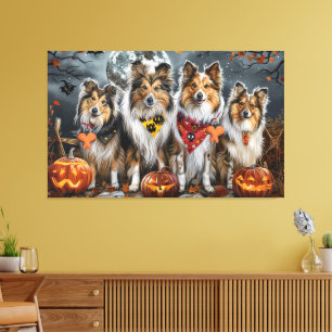 Shetland Sheepdog Halloween Gruselig Leinwanddruck