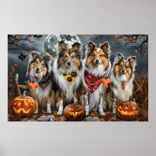 Shetland Sheepdog Halloween Gruselig  Poster