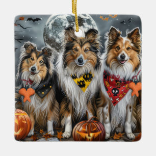 Shetland Sheepdog Halloween Spooky Keramikornament