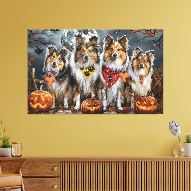 Shetland Sheepdog Halloween Spooky Leinwanddruck (Insitu (Wohnzimmer))