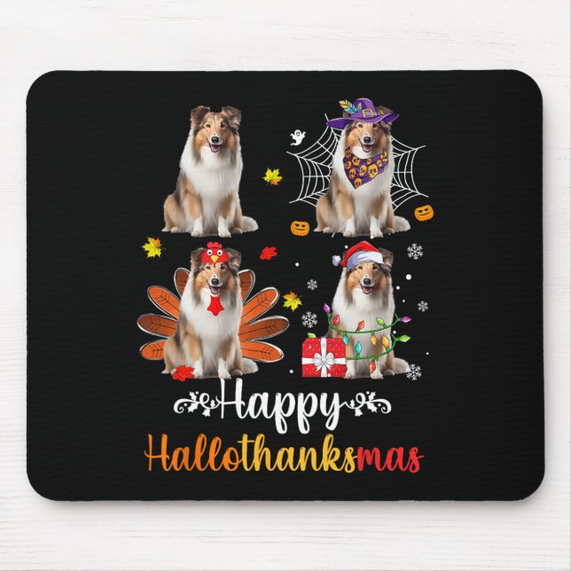 Shetland Sheepdog Halloween Weihnachtsfest Happy H Mousepad (Vorne)