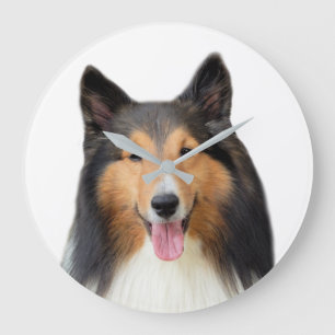 Shetland Sheepdog Heimtierfotografie Große Wanduhr