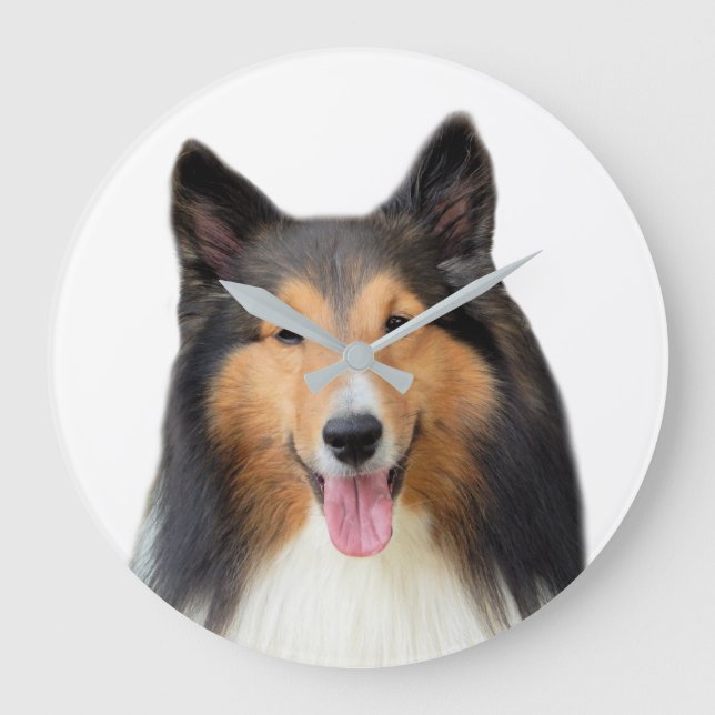 Shetland Sheepdog Heimtierfotografie Große Wanduhr (Vorderseite)