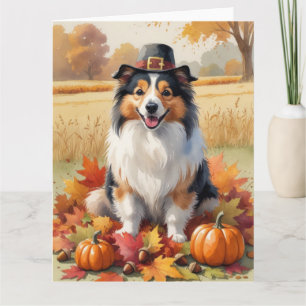 Shetland Sheepdog Herbst lässt Erntedank Kunst Karte