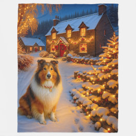 Shetland Sheepdog Holiday  Fleecedecke