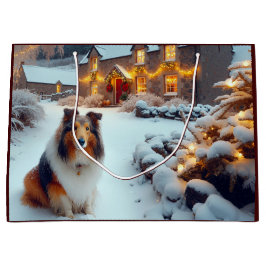 Shetland Sheepdog Holiday  Große Geschenktüte