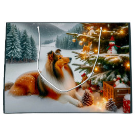  Shetland Sheepdog Holiday  Große Geschenktüte