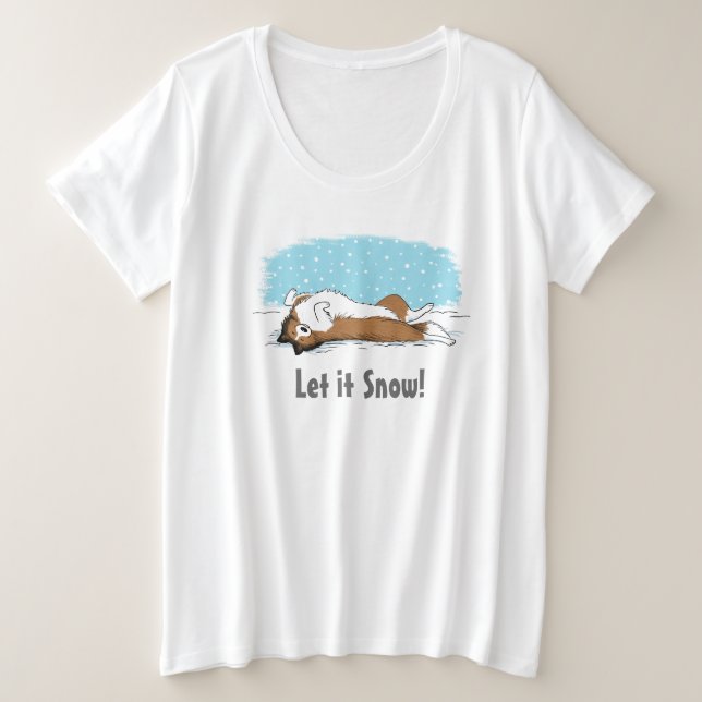 Shetland Sheepdog Holiday Snow Dog Sheltie Lover Große Größe T-Shirt (Design vorne)