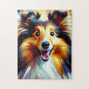 Shetland Sheepdog Hund Acryl Kunst Druck Hunde Lie Puzzle