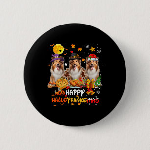 Shetland Sheepdog Hund Happy Halloween Erntedank Button