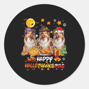 Shetland Sheepdog Hund Happy Halloween Erntedank Runder Aufkleber