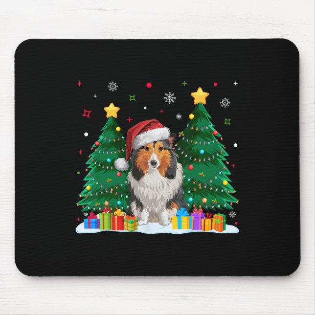 Shetland Sheepdog Hund Lover Weihnachtsmannmütze U Mousepad (Vorne)