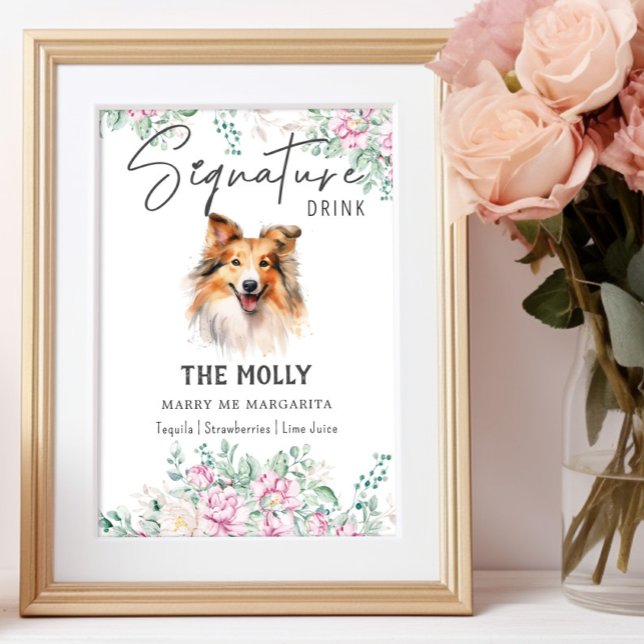 Shetland Sheepdog Hund Signature Drink Sign Poster (Von Creator hochgeladen)