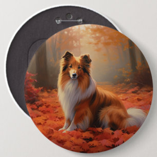Shetland Sheepdog im Herbst Leaves Fall Inspiriert Button