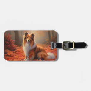 Shetland Sheepdog im Herbst Leaves Fall Inspiriert Gepäckanhänger