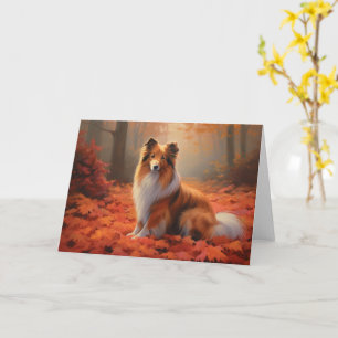 Shetland Sheepdog im Herbst Leaves Fall Inspiriert Karte