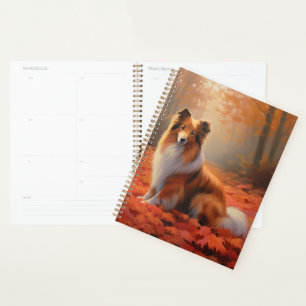 Shetland Sheepdog im Herbst Leaves Fall Inspiriert Planer
