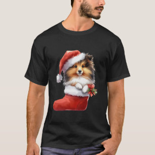 Shetland Sheepdog in Socken Weihnachten Weihnachts T-Shirt